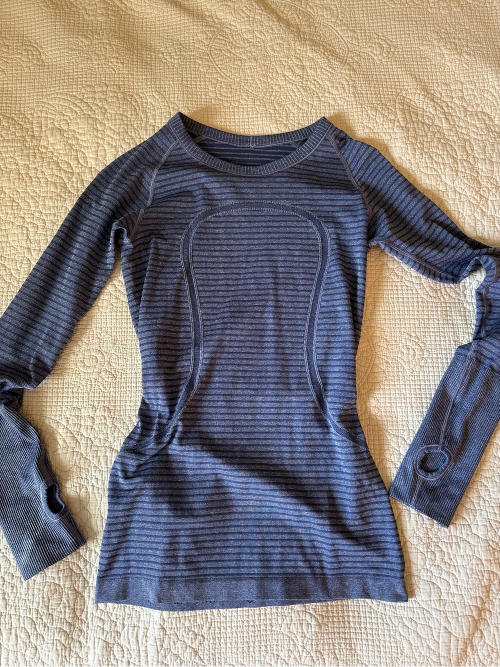 lululemon athletica Striped Long-Sleeve Seamless Top - Navy
